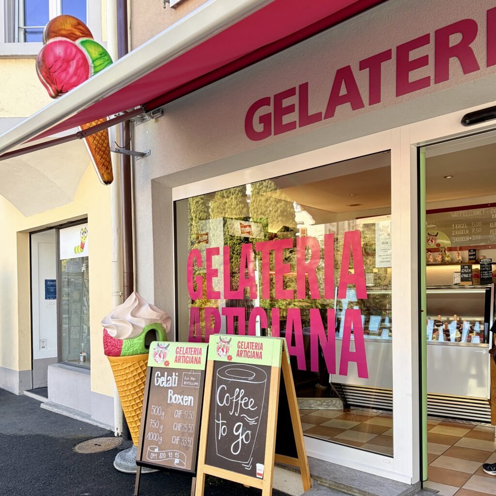 Entrance to Gelateria Artigiana in Brunnen Canton Schwyz Switzerland