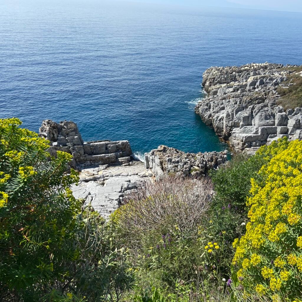 view of coastline from Stoupa-Agios Nikolaos Coastal Trail in the Mani Peninsula