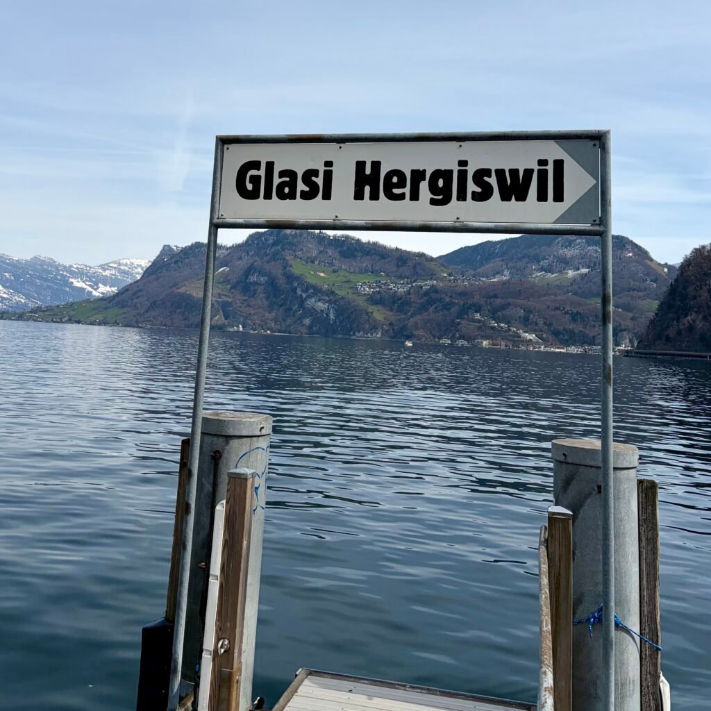Ferry port for Glasi Hergiswil on Lake Lucerne in Switzerland