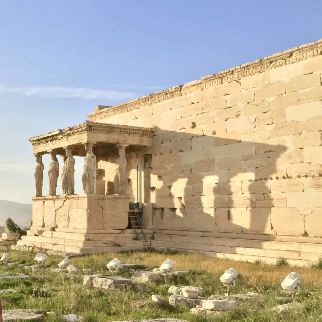 Erechtheion with Caryatid statues Acropolis Family Guide Athens