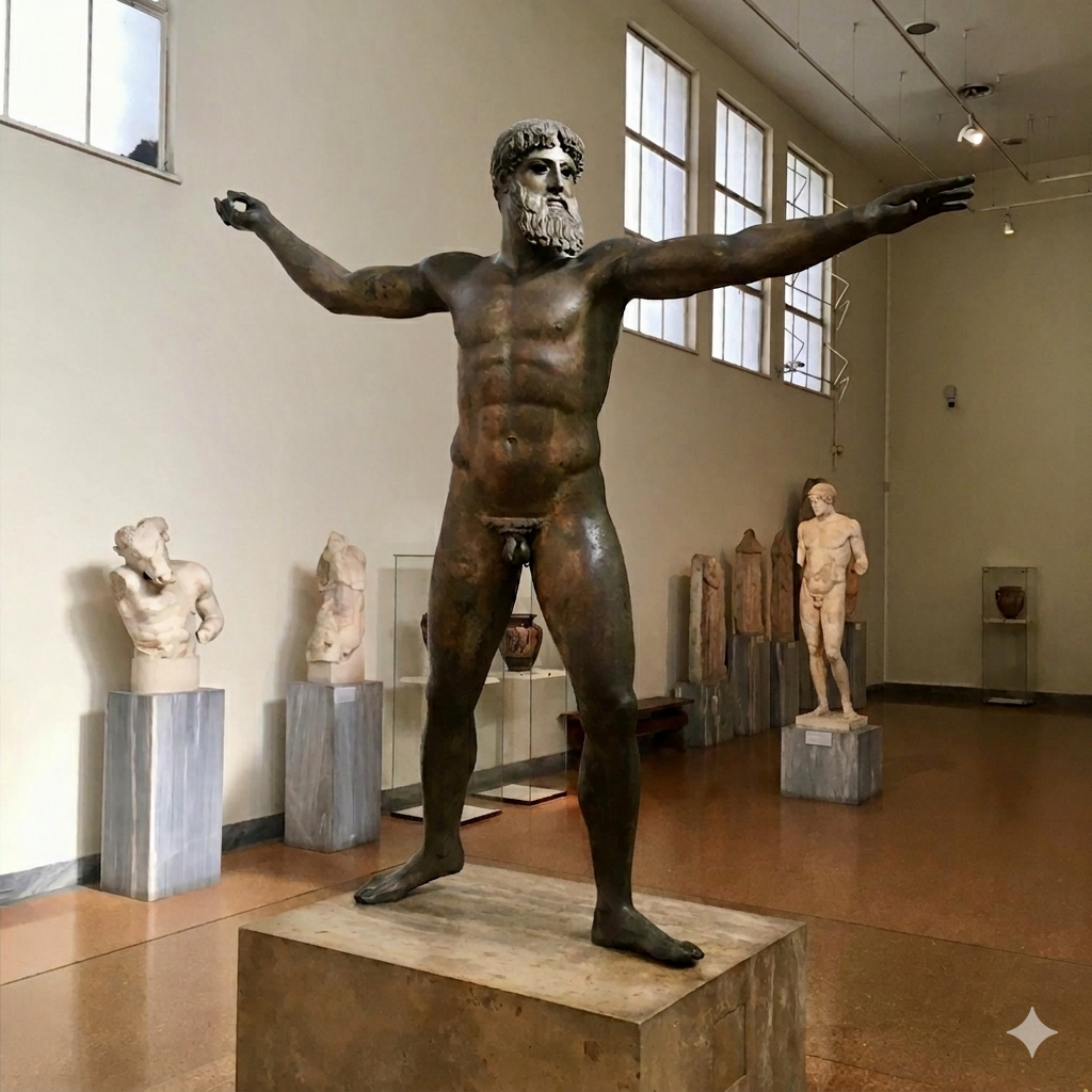 Artemision Bronze (Zeus or Poseidon) National Archaeological Museum Family Guide to Athens
