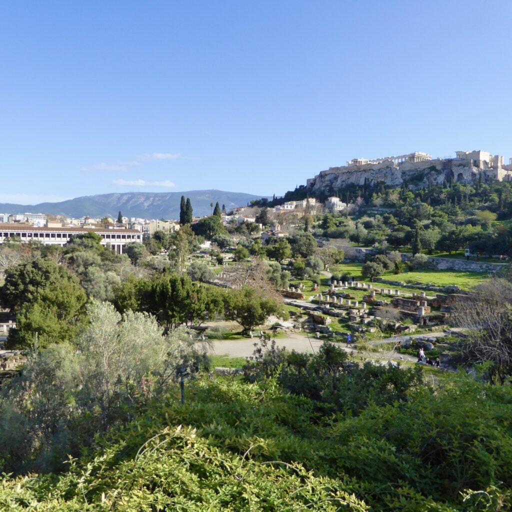 View of Ancient Agora and Acropolis from Temple of Hephaestus Family Guide Athens