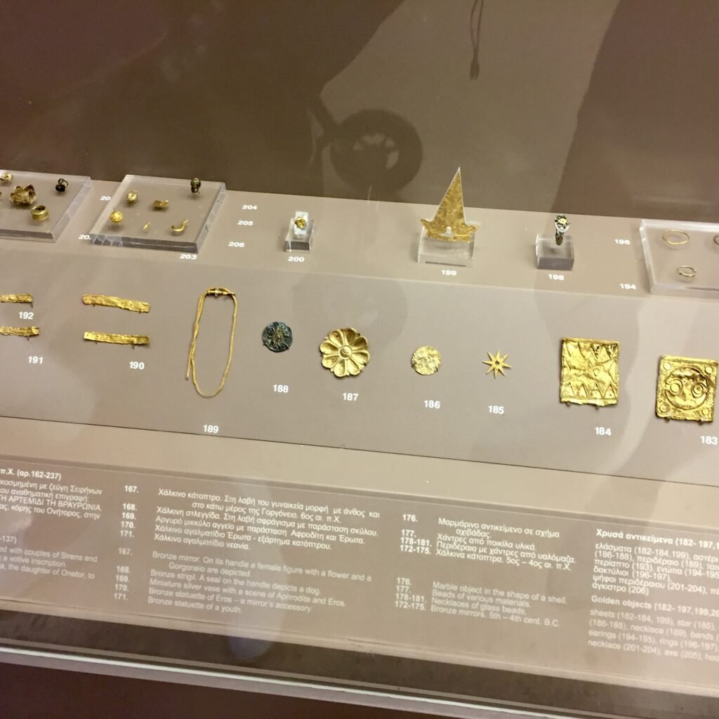 Gold artifacts in Temple of Artemis Museum Day Trips from Athens for Families