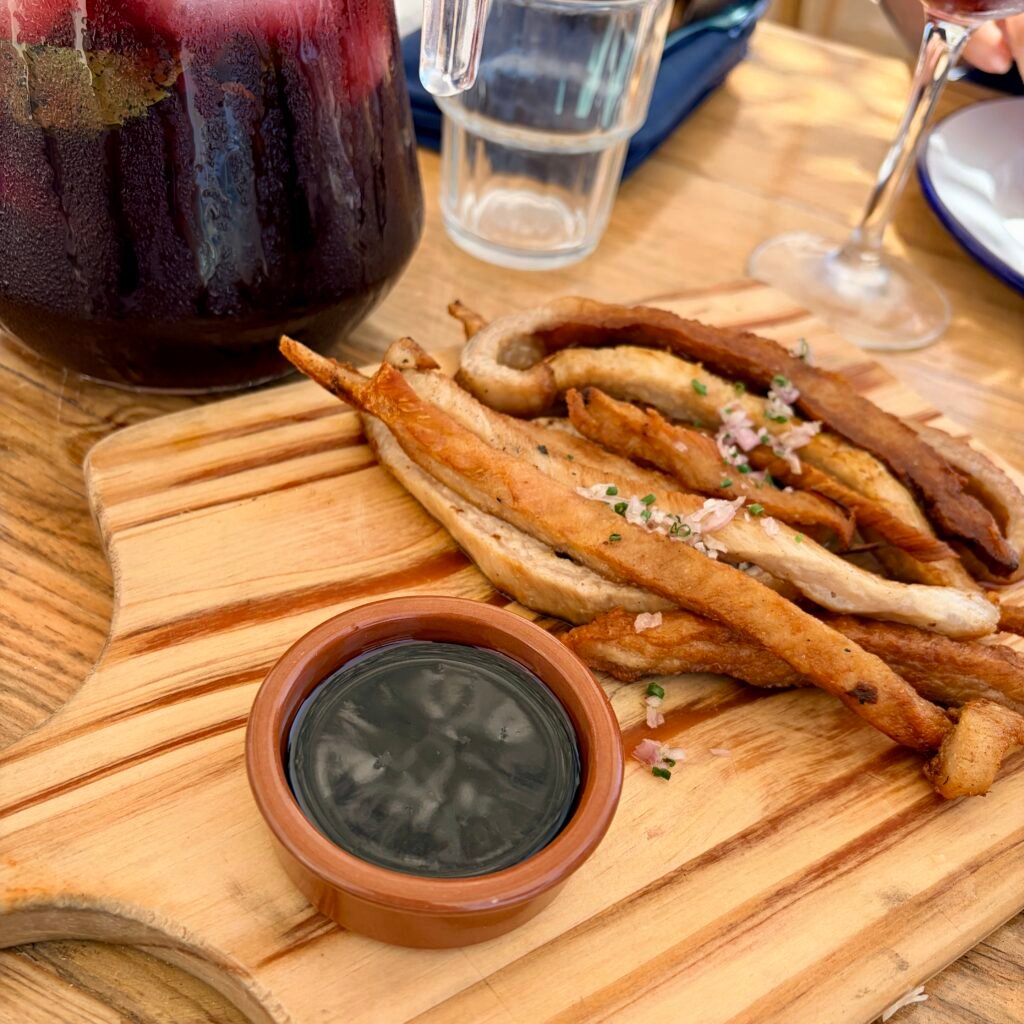 Pork strips at Princesa Beach Restaurant in Praia do Rei in Costa da Caparica Kid-Friendly Beach Near Lisbon for Families
