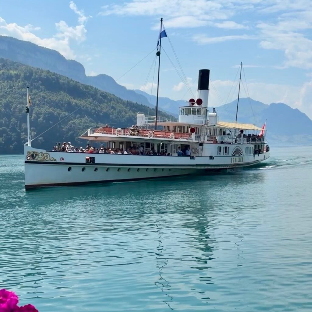 Historic paddle steamboat on Lake Lucerne